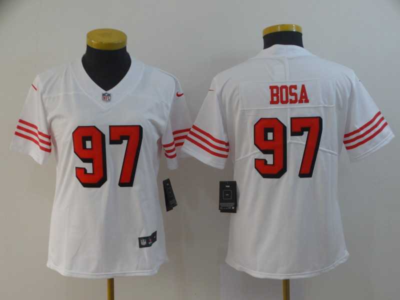 Women Nike 49ers 97 Nick Bosa White 2019 NFL Draft First Round Pick Color Rush Vapor Untouchable Limited Jerseys,We sell and wholesale Women Nike 49ers 97 Nick Bosa White 2019 NFL Draft First Round Pick Color Rush Vapor Untouchable Limited Jerseys on line form chian!
